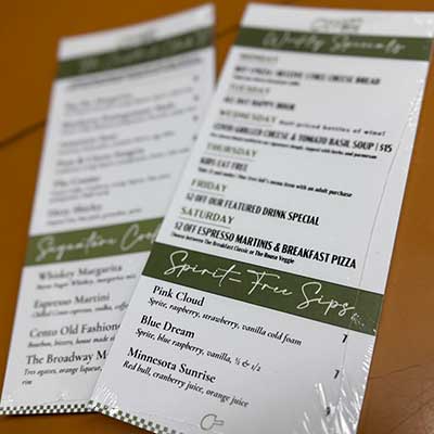 Single-page menus